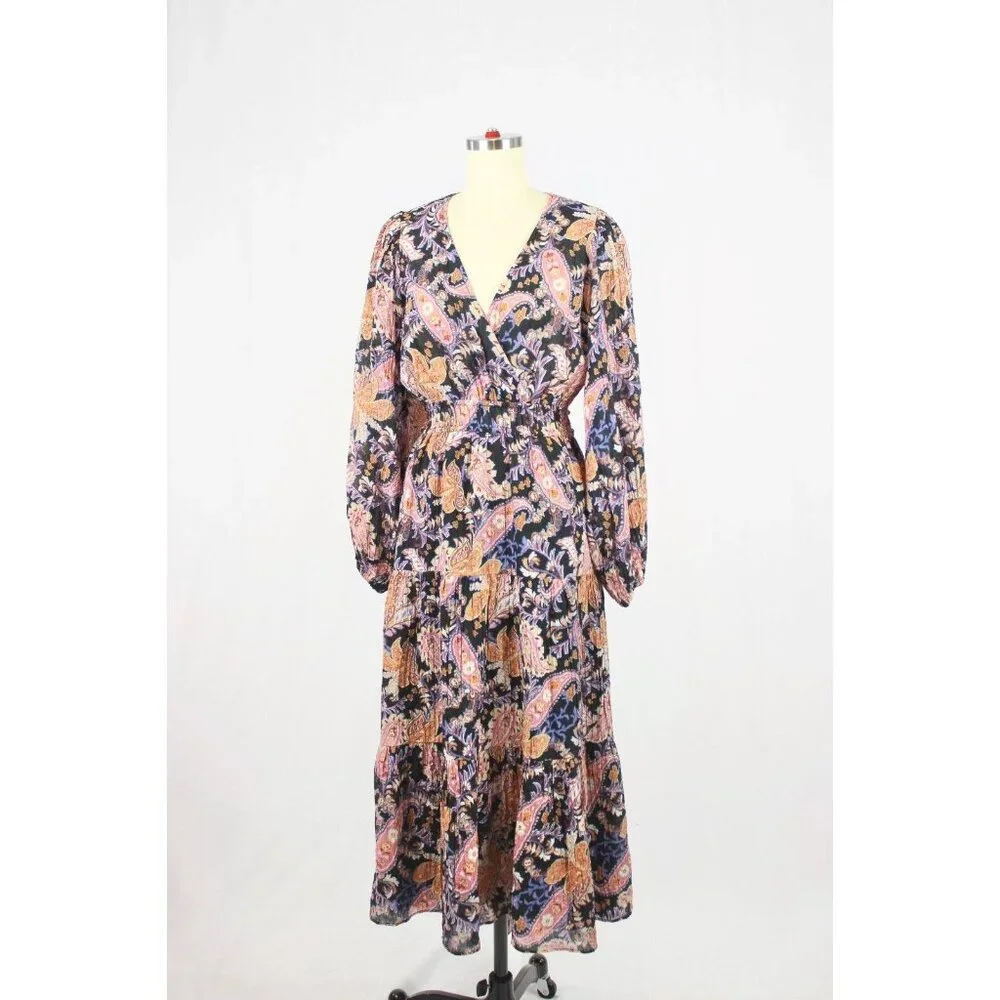 MINKPINK Celestia Floral Paisley Plisse Pleated Boho Peasant Midi Dress, Size S - Picture 4 of 15
